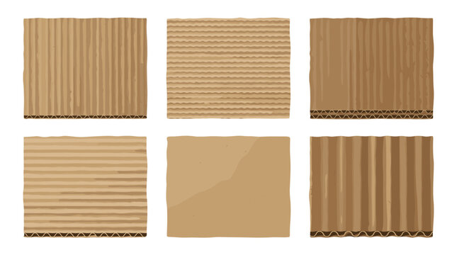 Six different cardboard textures with various corrugation patterns and surface details