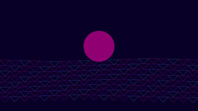 Abstract neon circle and geometric triangle wave pattern motion animation 4k background
