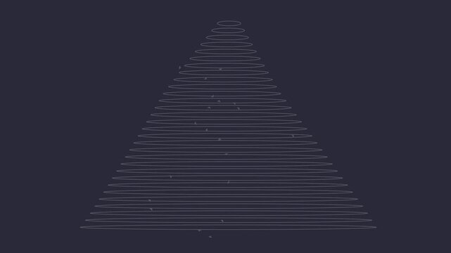 Abstract pyramid motion with rotating concentric circles and floating particles on dark animation 4k background