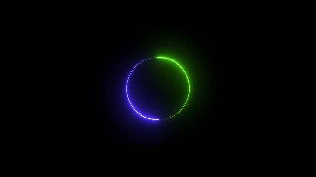 circle glow border, alpha channel abstract glowing neon line circular lens animation neon round