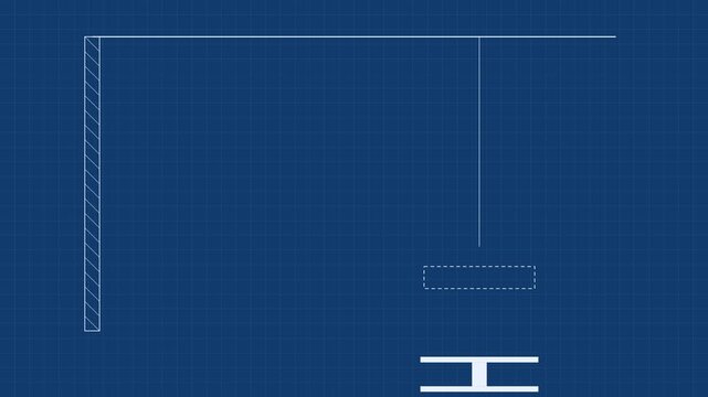 Animated blueprint loading bar with minimalist h-beam for technical engineering projects animation 4k