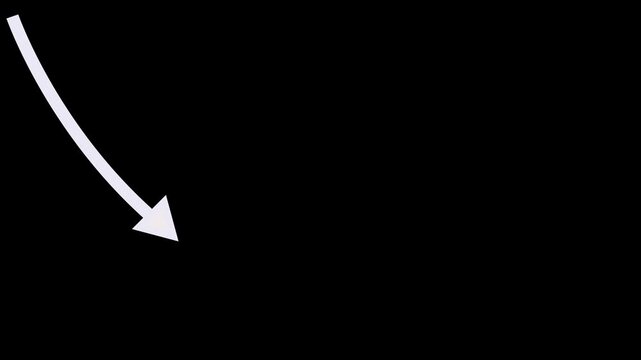 Black color arrow rising transparent channel. Abstract arrow growth chart of economy icon black color animated down to up arrow animation, on a white background