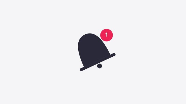 Animated notification bell with red alert badge for ui ux animation 4k