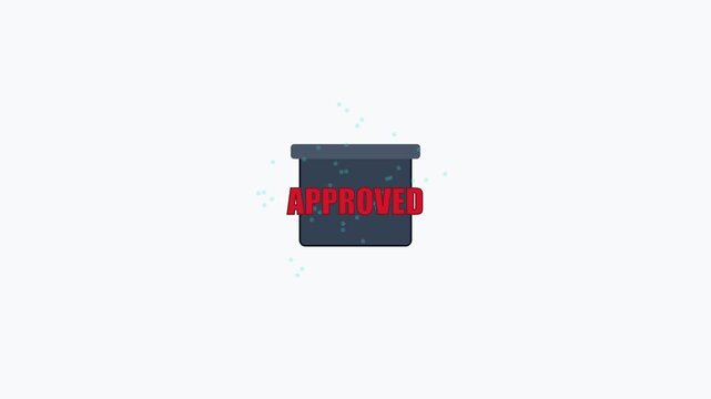 Approved stamp animation with digital particles and motion effect 4k motion digital
