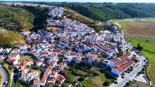 Aerial view of Odeceixe, a village in the municipality of Aljezur, Algarve, Portugal