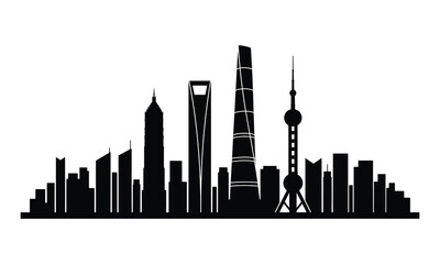 Obraz premium Shanghai city skyline with iconic skyscrapers and towers