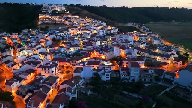 Aerial view of Odeceixe, a village in the municipality of Aljezur, Algarve, Portugal