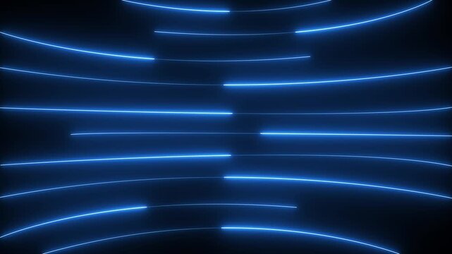 Neon lights blinking lines moving animation. Seamless loop animation of glowing neon line. 4k animation Horizontal glowing colorful neon line animation .Neon color lines as colorful laser ...