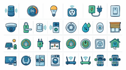 Smart Home Devices and Internet of Things Technology Icons © Colorwave Studio