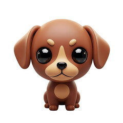 Fototapeta premium Cute Cartoon Dachshund Puppy with Big Eyes Adorable Pet Character Isolated