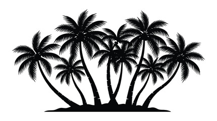 Palm trees silhouette against a white background tropical vegetation design © SHAMIM