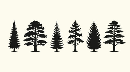 Obraz premium Diverse tree silhouettes against a neutral background