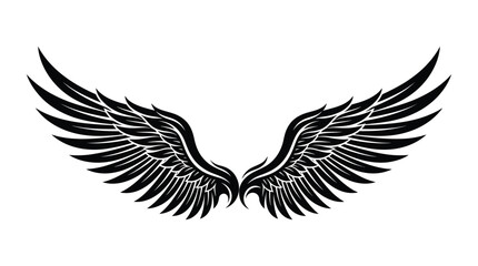 Obraz premium Wing Silhouette Against A White Background Detailed Feather Design