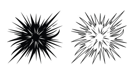Naklejka premium Sea urchin silhouettes black and white vector illustration