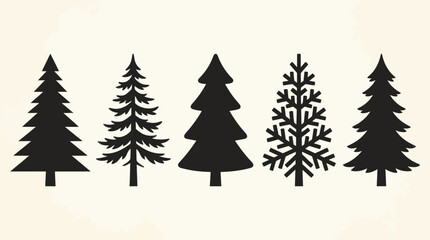 Obraz premium Evergreen tree silhouettes collection