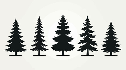 Fototapeta premium Evergreen tree silhouettes collection