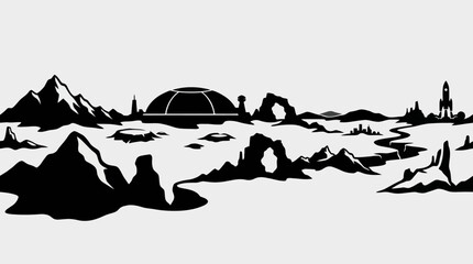 Extraterrestrial landscape with dome structure © Farelious