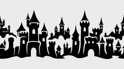 Fantasy castle silhouette border © Farelious