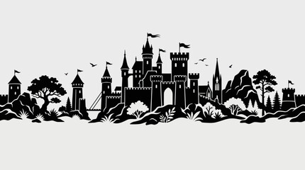 Fantasy castle silhouette landmark © Farelious