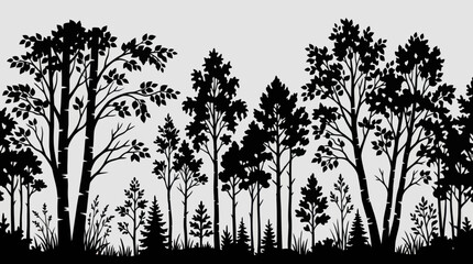 Forest silhouette nature background © GabrielStudio