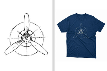 retro jet propeller fan diagram t-shirt design print template © ArtCommercial