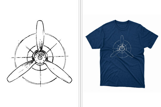 retro jet propeller fan diagram t-shirt design print template