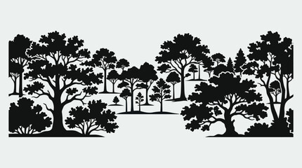 Forest silhouette with diverse trees © GabrielStudio