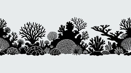 Marine coral reef silhouette border © Geovani