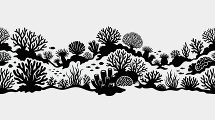 Marine coral reef silhouette border © Geovani