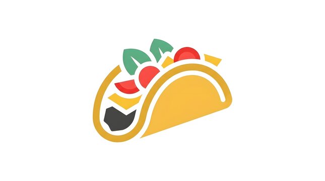 Stylized vector illustration of a delicious taco for restaurant menu or food logo design