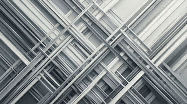 Lines intersect and create a pattern on a flat surface. The scene shows various shades of gray and white. Light reflects and creates different textures across the layout.