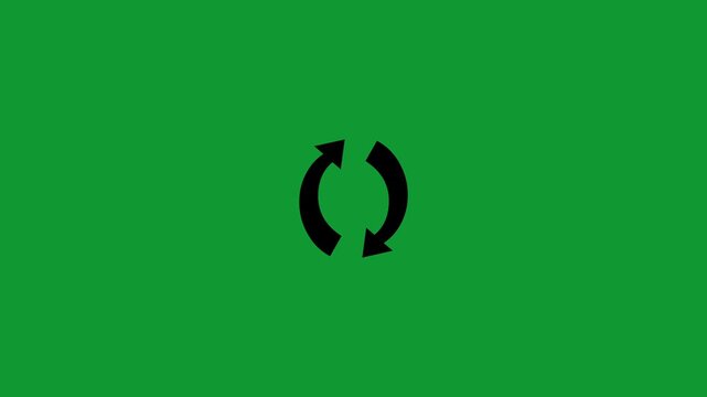 White Recycle Symbol Circle Arrow Icon Animation Loop. Simple Reload Rotation or Reset Sign Isolated on green Background. 4k video animation seamless ...