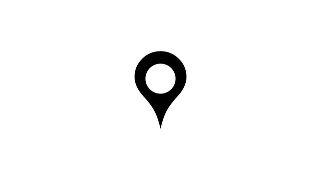Red map location pin symbol motion graphic Cd animation white screen