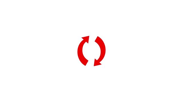 White Recycle Symbol Circle Arrow Icon Animation Loop. Simple Reload Rotation or Reset Sign Isolated on white Background. 4k video animation seamless ...