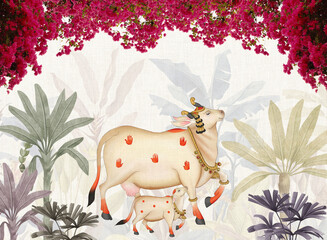 Pichwai mural Wallpaper for Temple Wallpaper © kalakarilife