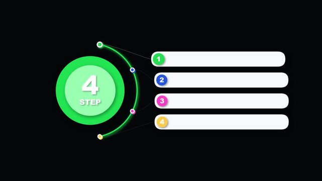 Step four infographic element with circular progress and numbered list