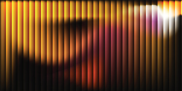 Abstract background of dark orange liquid with striped effect. Refraction of wavy striped glass.