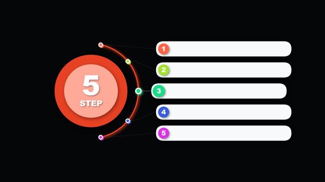 5 step infographic timeline with circular progress and text placeholders