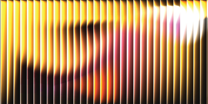 Abstract background of dark orange liquid with striped effect. Refraction of wavy striped glass.
