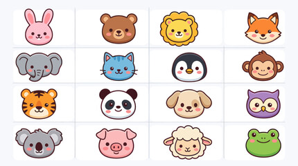 Fototapeta premium Cute animal faces collection