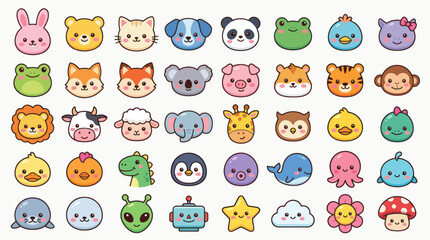 Fototapeta premium Cute animal faces collection