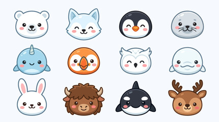 Cute arctic animal icons © Jean