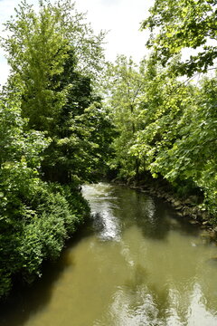 L'Eau d'Heure coulant paisiblement en plein bois &agrave; Ham-Sur-Heure (Thuin)