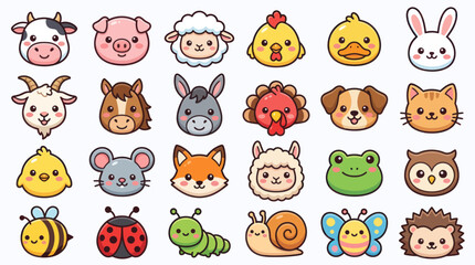 Fototapeta premium Cute animal icons collection
