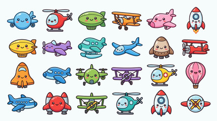 Cute cartoon aircraft and space vehicles © Kalimasada