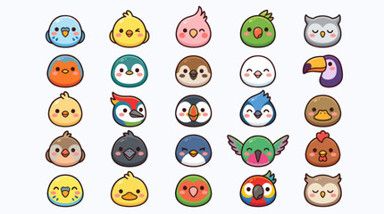 Cute cartoon bird icons collection © Kastara