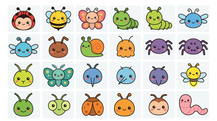 Fototapeta premium Cute cartoon insect collection
