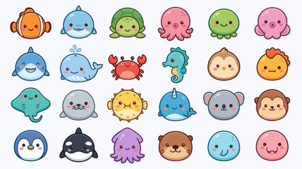 Cute cartoon marine life characters collection © KingShawn
