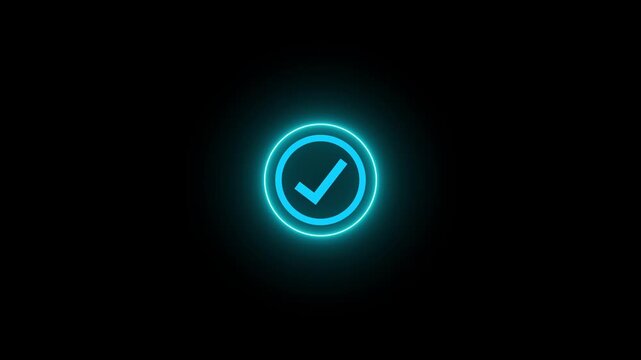 Animated of Check mark symbol. Success, accepted. Tick mark icon animation. Check mark icon, right mark icon, approved sign, Check mark symbol on black ..