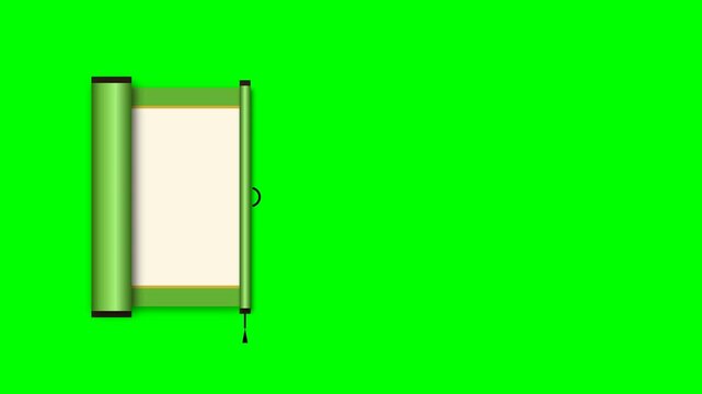 Japanese scroll opening animation on green screen